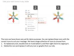 View six colored arrows chart and icons for business flat powerpoint design