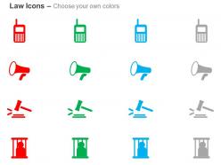 Walky talky megaphone gavel prison ppt icons graphics