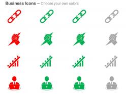 Weak chain link power generation bar graph laptop ppt icons graphics
