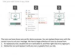 World map with location icons and devices for internet services powerpoint slides