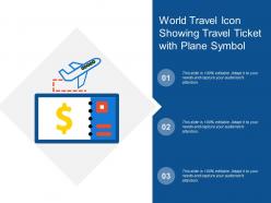World travel icon showing travel ticket with plane symbol