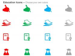 Writer papers certificate graduation cap ppt icons graphics