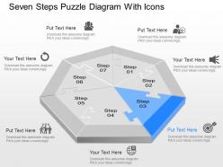 Zk seven steps puzzle diagram with icons powerpoint template