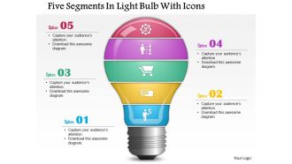 0814 business consulting five segments in light bulb with icons powerpoint slide template