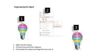 0814 business consulting five segments in light bulb with icons powerpoint slide template