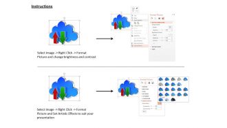 1114 blue cloud icon with upload and download arrow image graphics for powerpoint