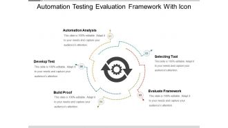 Automation testing evaluation framework with icon ppt sample file
