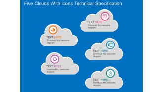 Ba five clouds with icons technical specification flat powerpoint design
