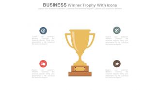 Business winner trophy with icons powerpoint slides