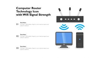 Computer router technology icon with wifi signal strength