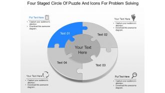 Cq four staged circle of puzzle and icons for problem solving powerpoint template