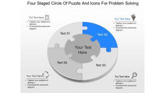 Cq four staged circle of puzzle and icons for problem solving powerpoint template