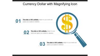 Currency dollar with magnifying icon ppt example 2018