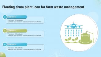 Floating Drum Plant Icon For Farm Waste Management Ppt Powerpoint
