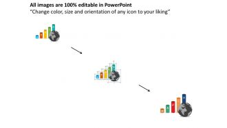 Globe with bar graph and business icons flat powerpoint design