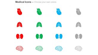 Human heart lung kidney brain ppt icons graphics