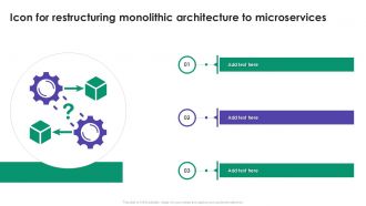 Icon For Restructuring Monolithic Architecture To Microservices Ppt Example