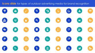 Icons Slide For Types Of Outdoor Advertising Media For Brand Recognition