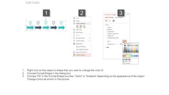 Linear arrow timeline chart with years and icons powerpoint slides