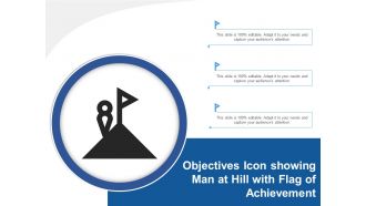 Objectives icon showing man at hill with flag of achievement