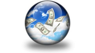Dollar bills fly in flocks powerpoint icon c