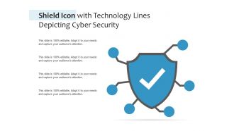 Shield icon with technology lines depicting cyber security