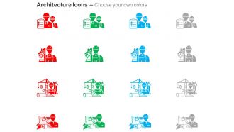 Site engineer with checklist settings tools building design site map ppt icons graphics