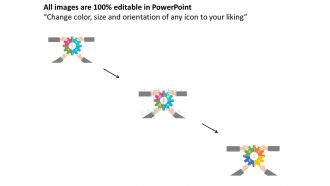 Team with gear pieces and icons teamwork success strategy flat powerpoint design