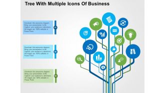 Tree with multiple icons of business flat powerpoint design