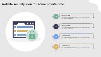 Website Security Icon To Secure Private Data Ppt Presentation