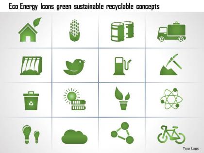 0115 eco energy icons green sustainable recyclable concepts ppt slide