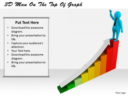 0214 3d man on the top of graph ppt graphics icons powerpoint