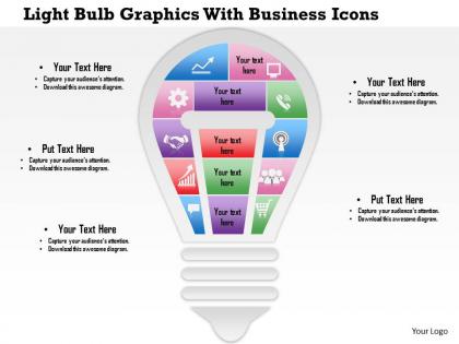 0814 business consulting light bulb graphics with business icons powerpoint slide template
