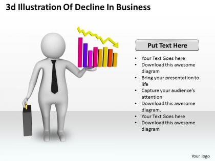 1013 3d illustration of decline in business ppt graphics icons powerpoint