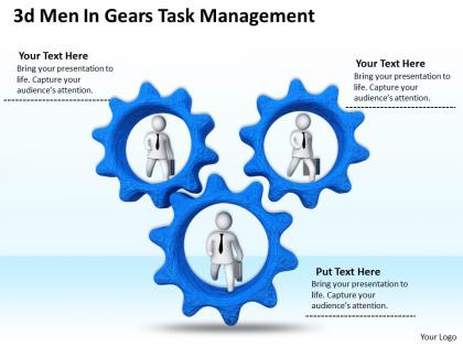 1013 3d men in gears task management ppt graphics icons powerpoint