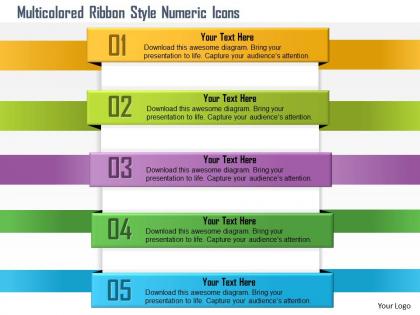 1114 multicolored ribbon style numeric icons powerpoint template