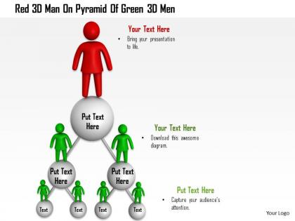 1114 red 3d man on pyramid of green 3d men ppt graphics icons