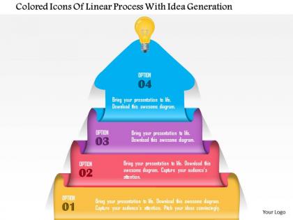 1214 colored icons of linear process with idea generation powerpoint template