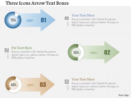 1214 three icons arrow text boxes powerpoint template