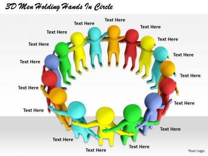 1813 3d men holding hands in circle ppt graphics icons powerpoint