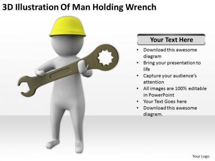3d illustration of man holding wrench ppt graphics icons powerpoint