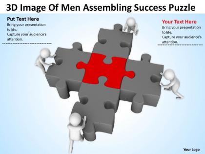 3d image of men assembling success puzzle ppt graphics icons powerpoint