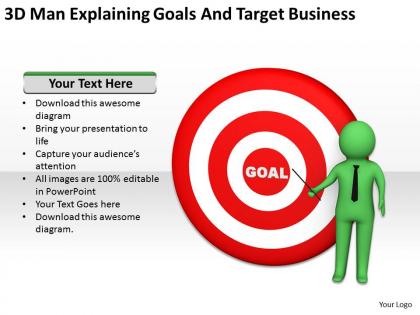 3d man explaining goals and target business ppt graphics icons powerpoint