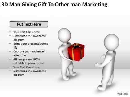 3d man giving gift to other man marketing ppt graphics icons