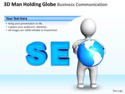 3d man holding globe business communication ppt graphics icons