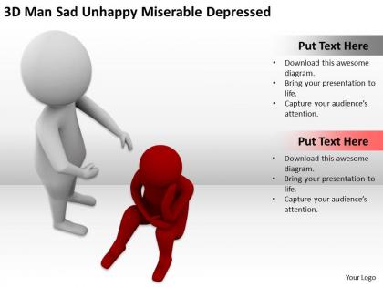 3d man sad unhappy miserable depressed ppt graphics icons