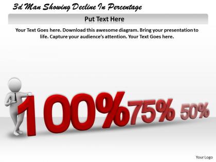 3d man showing decline in percentage ppt graphics icons powerpoint