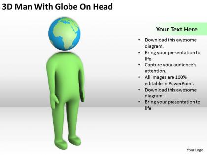 3d man with globe on head ppt graphics icons powerpoin