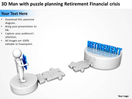 3d man with puzzle planning retirement financial crisis ppt graphics icons