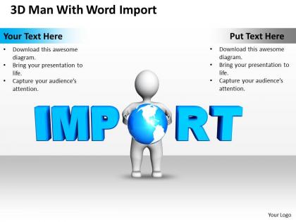 3d man with word import globalization ppt graphics icons